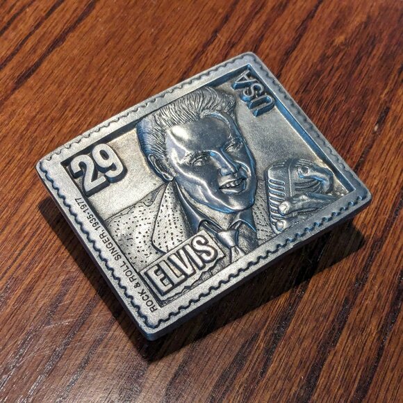 Elvis Belt Buckle Rare 1977 Stamp LIMITED EDITION # LE Vtg 90s ALF.PCB973 - Picture 1 of 2